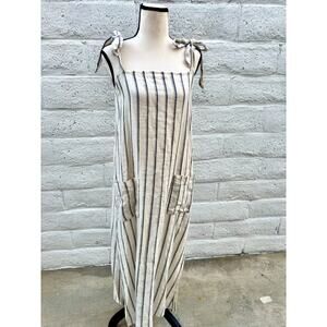Reformation Elliott Lagenlook 100% linen striped summer dress size small